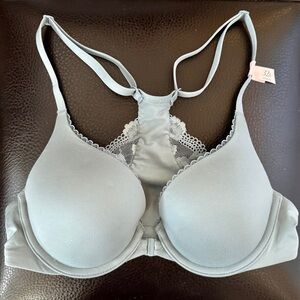 Victorias Secret Racerback Lace Blue Push Up Bra 32B